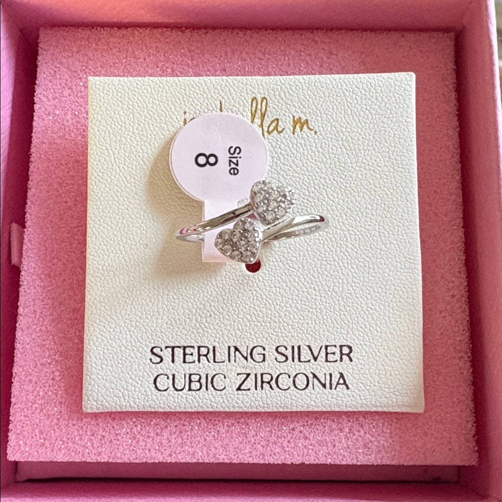 Sterling Silver Double Heart Ring 925 Marked Size 8 31$
